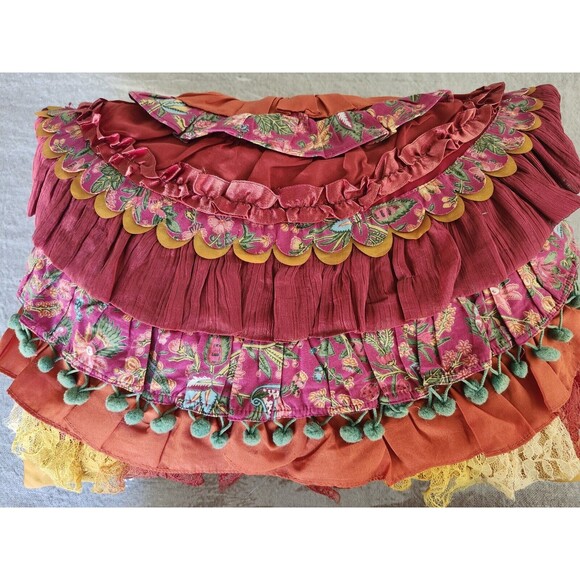 Pier 1 Imports Set of Two Decorative Pillows Red Ruffles BOHO Bohemian 17"x13” - Picture 8 of 8